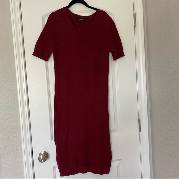 Brass Clothing Dresses & Skirts - Maroon Red Brass Clothing Short Sleeve Midi Dress
